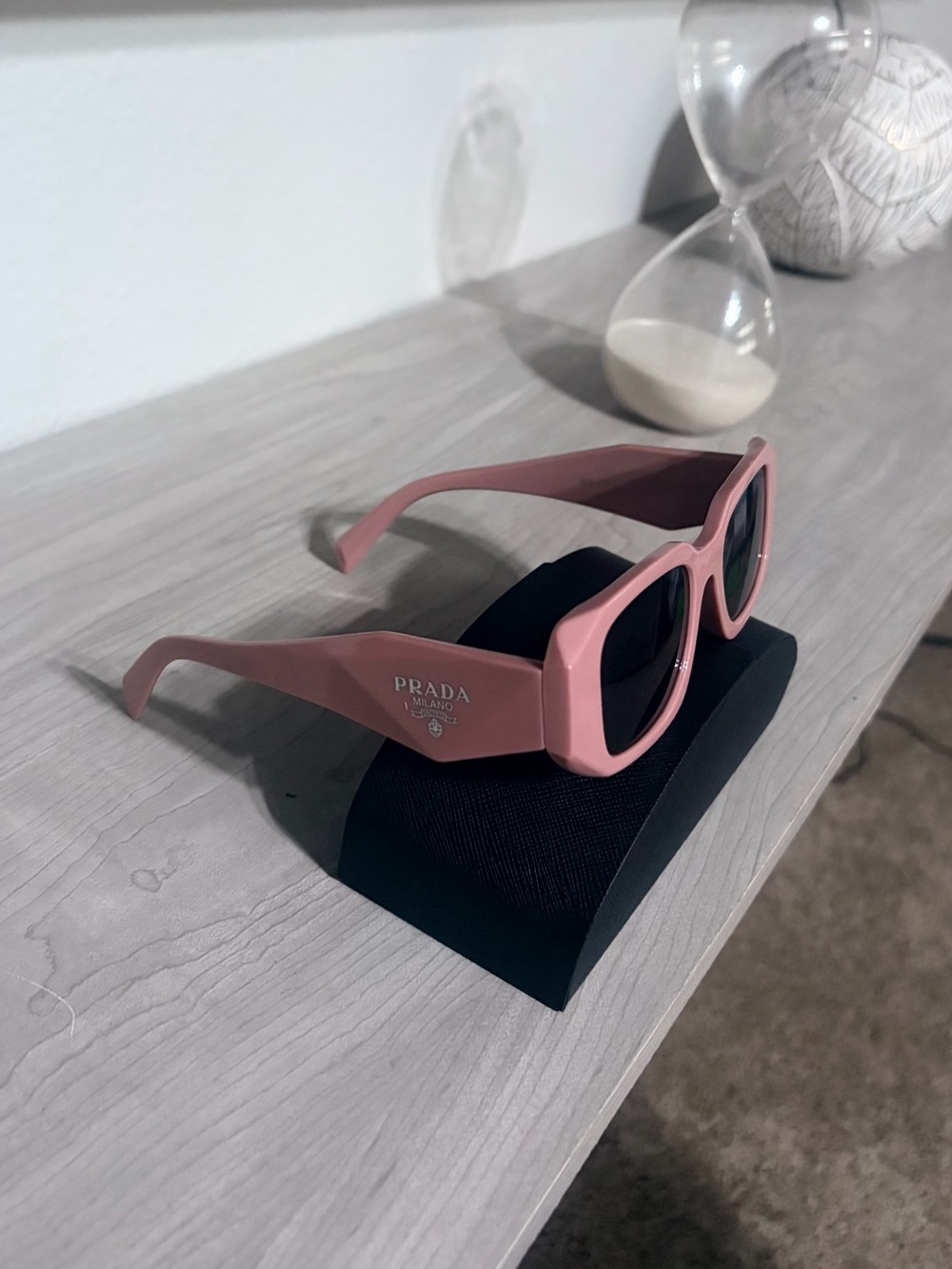 Prada Pink Rectangular Frame Sunglasses - Women's Designer Shades